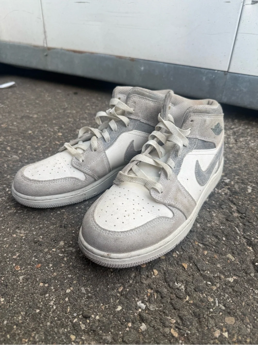 Jordan High-Top Sneakers in White and Light Gray